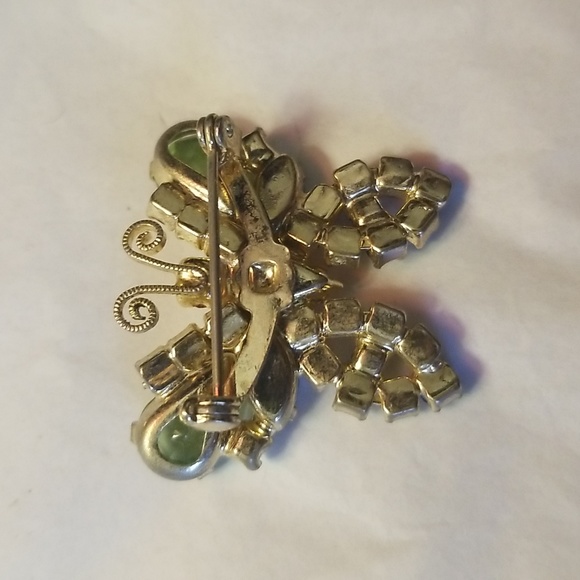 SOLD Multicolored Rhinestone Butterfly Pin - Picture 2 of 7
